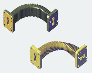 What are the primary advantages of using double ridged flexible waveguides in high-frequency applications?